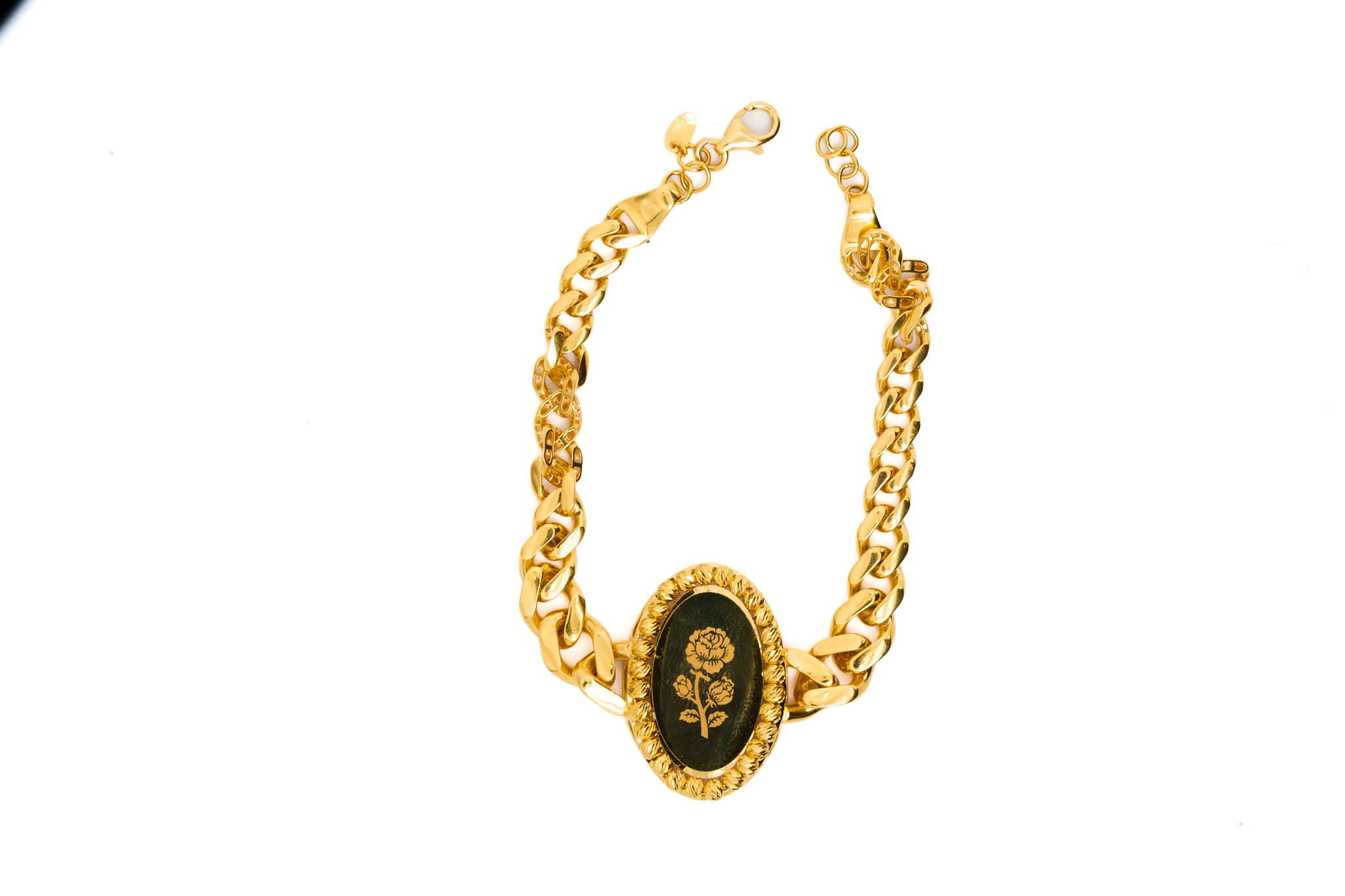 21K Gold Rose Oval Bracelet