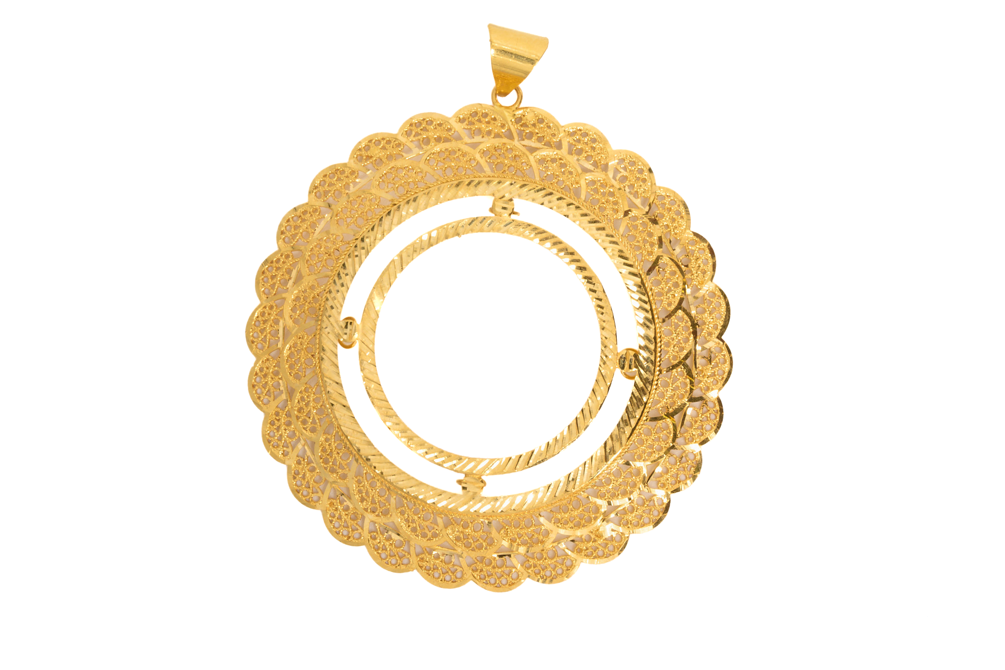 21K Mokhamasa Coin Frame Pendant